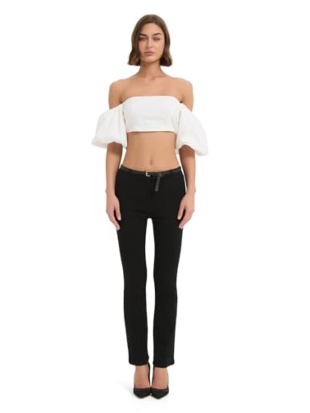High Waisted Straight Leg Dress Pants with Belt Office Work Slacks
